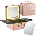 Makeup Case with Magnetic Lighted Mirror & LED Light - Rose Gold