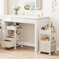Plaviya White Makeup Organizer Cart for Under Desk Storage, 2 Shelves & Adjustable Dividers