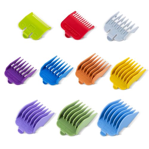 10 Pcs Color-Coded Hair Clipper Guards Cutting Guide Combs for Wahl and Surker Hair Clippers ? Cutting Lengths from 1/16" to 1" (1.5mm to 25mm)