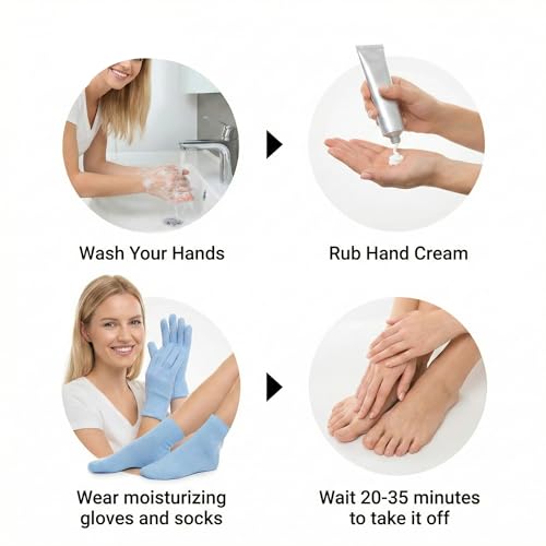 8 PCS Moisturizing Gloves and Socks,Gel Spa Moisturizing Therapy Sock&Glove,Night Gloves for Dry Hands Women£¬Heal Eczema,Repairing Dry Cracked, Hands Feet Skin Care Gloves Socks Set for Woman