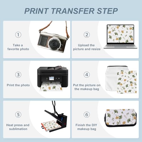 8Pcs Sublimation Makeup Bag Blanks,Sublimation Makeup Bags Bulk Travel Toiletry Bag Cosmetic Bags For Women Heat Transfer Removable Sublimation Bags with Zipper Cosmetic Make Up Bag for DIY Craft