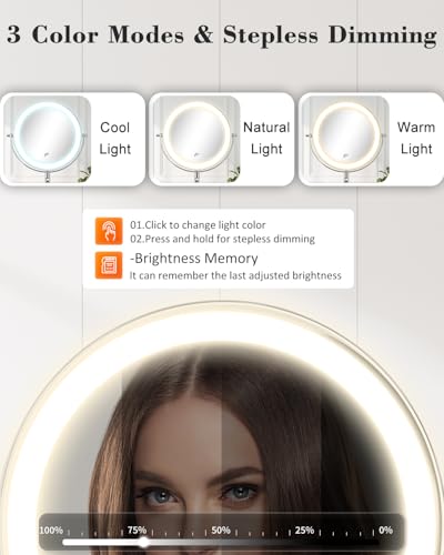 9" Wall Mounted Lighted Magnifying Makeup Mirror 30X/1X