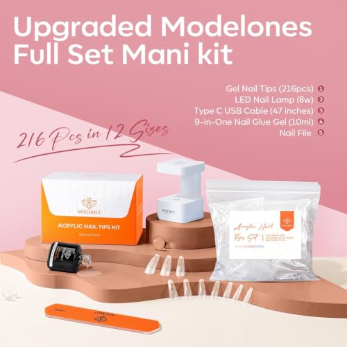 Modelones A9 Wired Long Coffin UV Nail Light & Gel Nail Kit for Salon at Home