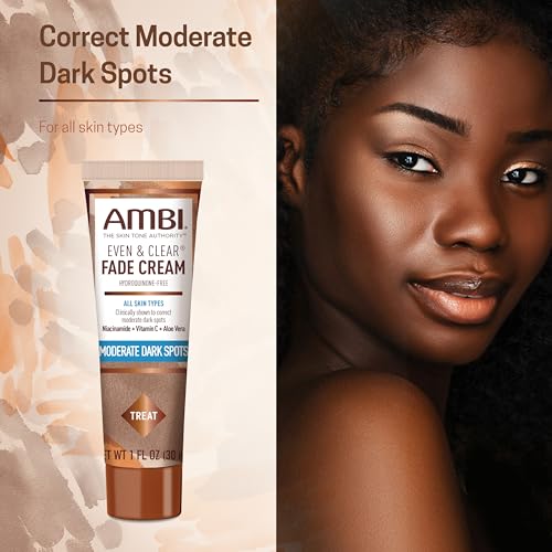 Ambi Even & Clear Fade Cream, Hydroquinone-free, Hyperpigmentation Treatment, Dark Spot Corrector, Results In As Little As 4 Weeks, Niacinamide, Aloe Vera, Vitamin C, 1 Fl Oz