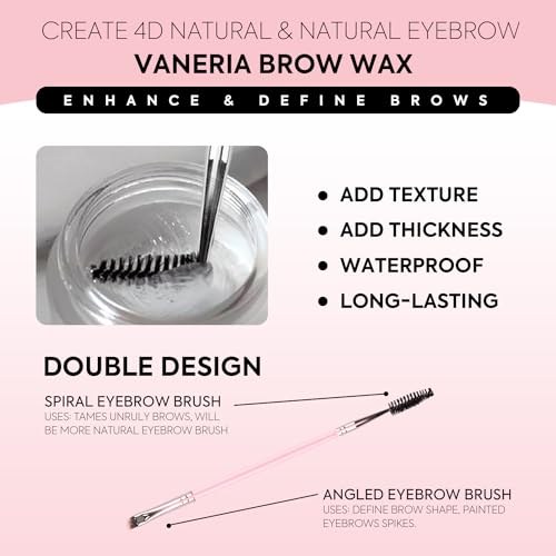 VANERIA Clear Eyebrow Gel with Dual Brush - Waterproof Brow Soap 14g
