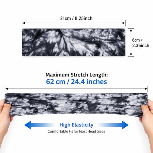 10 Pack Tie Dye Headbands for Women Girls Teens - Boho Elastic Hair Accessories