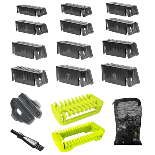 Norelco O blade Shaver Guide Combs Fits for Hair Guards 0.5/1/1.5/2/2.5/3/3.5/4//4.5/5/7/9 MM 17 Pcs for QP2520 QP2530 QP2630 QP2620 QP2521 QP2522 QP6510