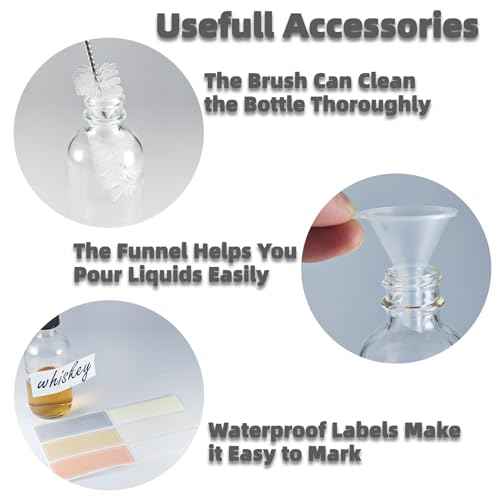 6 Pack 2oz Small Clear Glass Bottles with Lids, Leak-proof 60mL Shot Bottles with Caps for Wellness, Ginger, Essential Oils, Liquids, Potion, Juice, Personal Care & Beauty