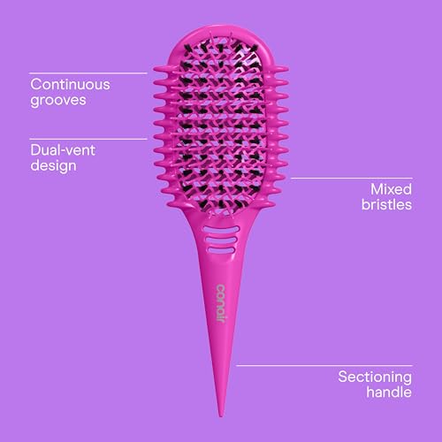 Conair Curl Define Pro Detangler Brush for Curly Hair - Hot Pink