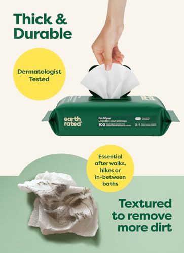 Unscented Earth Rated Dog Wipes 100ct - Gentle Paw & Body Grooming Wipes
