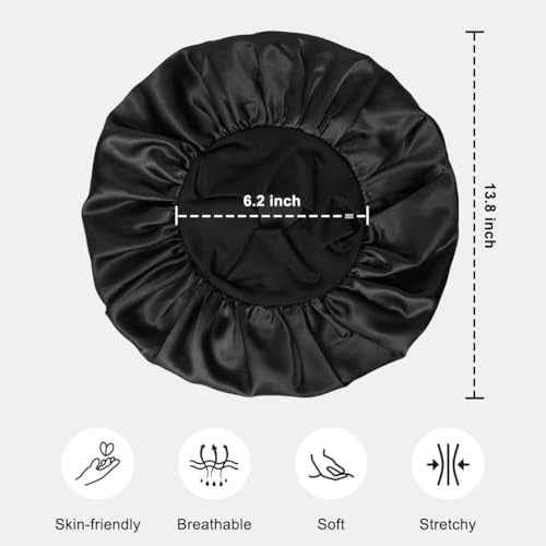 Satin Bonnet for Men, Silk Bonnet for Sleeping with Wide Band, Soft Hair Bonnets for Natural Curly Hair Braids