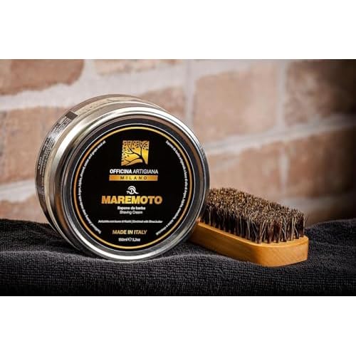 Officina Artigiana Milano, Maremoto Shaving Soap 150ml ? Luxury Italian artisan wet shaving soap with 46% wellness oils & shea butter ? aquatic ozonic marine scent ? vegan skincare