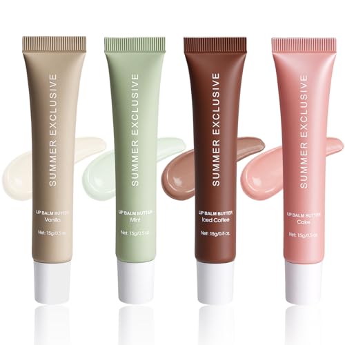 Lip Butter Balm 4-Pack - Hydrating, Non-Sticky, 0.5 Fl Oz Each