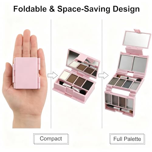 Mini Foldable Magnetic Makeup Palette - 2-Pack with Mirror & 10 Pans