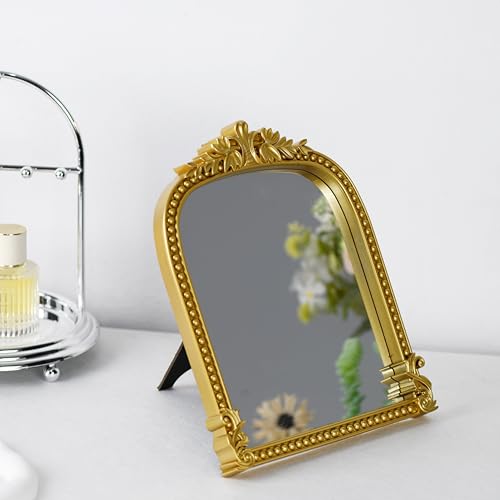 Gold Arched Vanity Mirror 10.6x8.6 Inch Makeup or Wall Décor