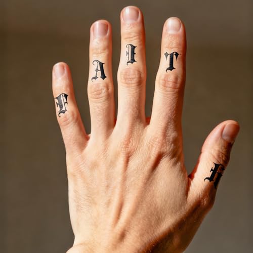 Semi Permanent Tattoo Old English Letters & Crowns 2 Sheets