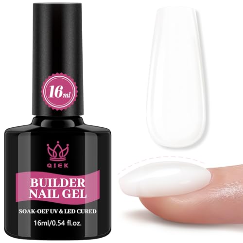 QIEK Builder Nail Gel Polish Milky White - 16ml 8-in-One for Natural & French Nails