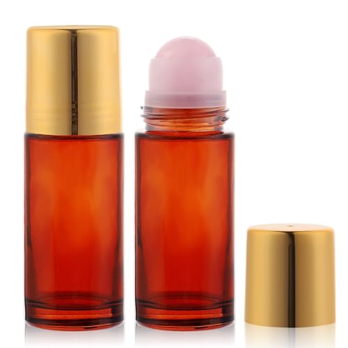 Amber Glass Roll-On Bottles 2 Pack 1.7oz Pink Crystal