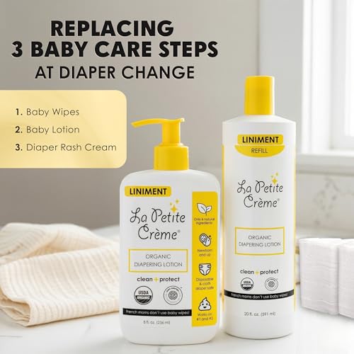 La Petite Creme Organic Baby Lotion - Diaper Cream & Skin Cleanser (8 oz)