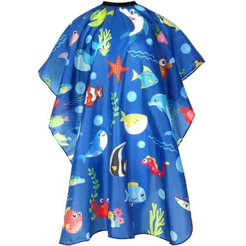 FEBSNOW Kids Hair Cutting Cape, Professional Kids Barber Cape Cartoon Pattern Apron with Adjustable Closure for Children Salon Barber Supplies