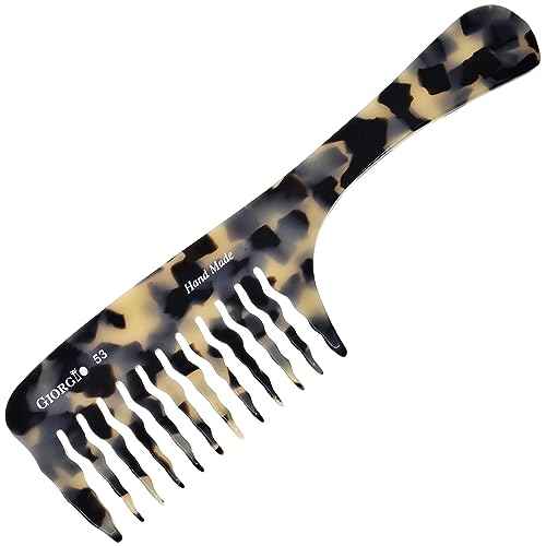 Giorgio G53 Wide Tooth Comb for Curly and Thick Hair - Large Rake Detangler Comb for Wet or Dry Hair, Handmade and Hand Polished (8)