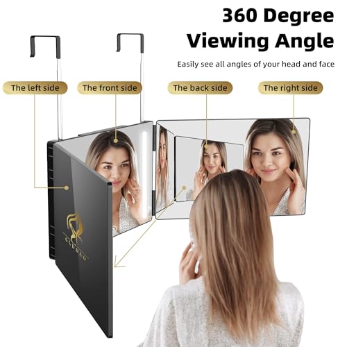 3-Way LED Lighted Mirror with Magnifying Glass for Hair Braiding