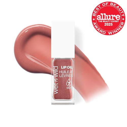 wet n wild Lip Oil Cocoa Rose - Hydrating, Non-Sticky Lip Moisturizer with 7 Oils, Vegan & Cruelty-Free, Pack of 1