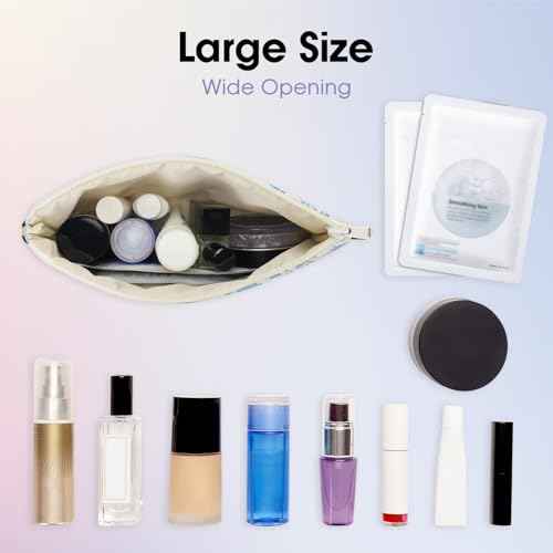 Wandering Nature Makeup Bag Small Cosmetic Bag for Purse 2 Pack Small Make Up Pouch Cute Travel Pouch with Zipper for Women, Blue Flower