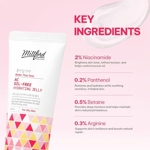 AC Oil-Free Hydrating Jelly 2.7Oz, 80ml, Oil Free Facial Moisturizer for Acne-Prone Skin, Niacinamide 2%, Unscented, Mild, Soothing Cream, Non Greasy Moisturizer, Korean Skincare