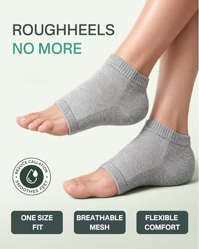 Moisturizing Gel Heel Socks for Cracked Feet, 2 Pairs