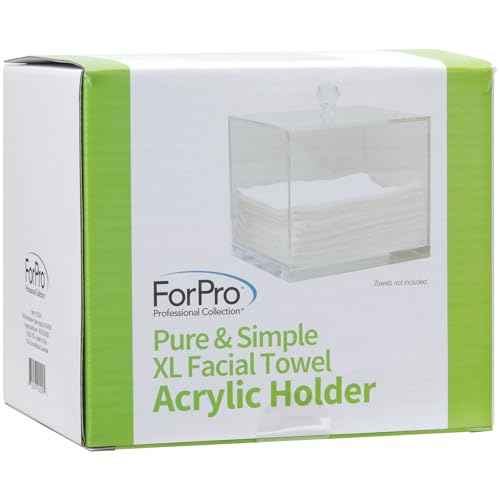 ForPro Premium Pure & Simple XL Facial Towel Acrylic Holder, Holds 50 Pure & Simple XL Facial Towels, Disposable Makeup Remover Dry Wipe Holder
