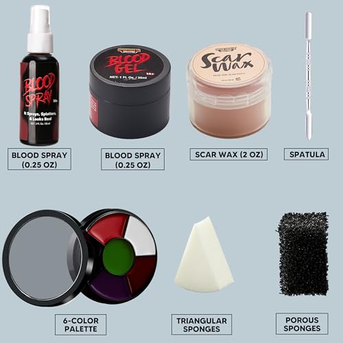 Halloween SFX Makeup Kit with Scar Wax, Fake Blood & Face Paint