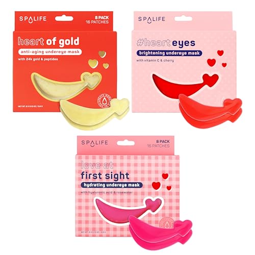 SpaLife Heart-Shaped Hydrogel Undereye Mask | Anti-Aging & Hydrating Hydrogel Undereye Patches for Puffy Eyes, Wrinkles & Dark Circles | 24 Total Patches | Valentine's Day Gifts for Women
