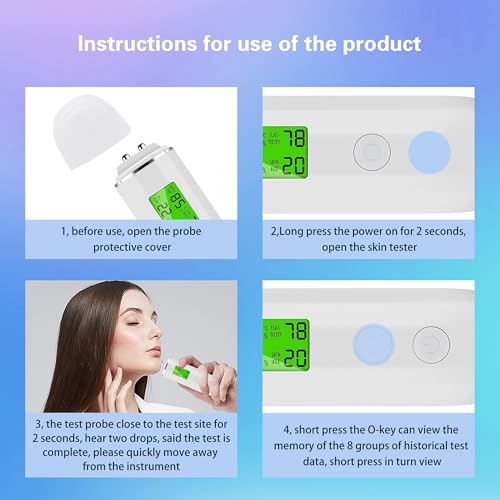 Digital Skin Moisture & Oil Analyzer with LCD Display