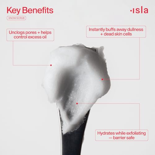 ISLA Snow Scrub Exfoliating Treatment, Smooths Texture, Unclogs Pores & Boosts Radiance, Hydrated Silica, Fruit Enzymes, Glycerin & Pink Slow Algae, Skin Barrier-Safe, 1.76 fl oz