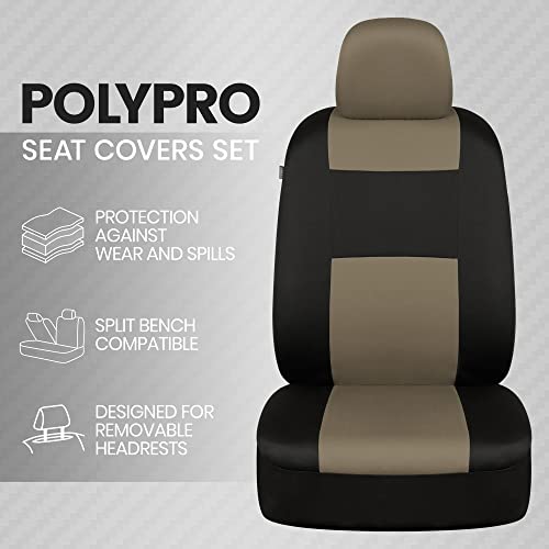 BDK PolyPro Car Seat Covers Full Set in Reverse Charcoal – Front and Rear Split Bench Seat Covers for Cars, Easy to Install, Accessories for Auto Trucks Van SUV