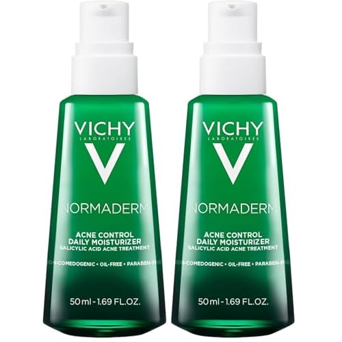VICHY Normaderm Acne Control Daily Moisturizer, Oil Free Acne Moisturizer For Face, Max Strength 2% Salicylic Acid + Hyaluronic Acid + Vitamin C, Targets Blackheads, Blemishes & Enlarged Pores