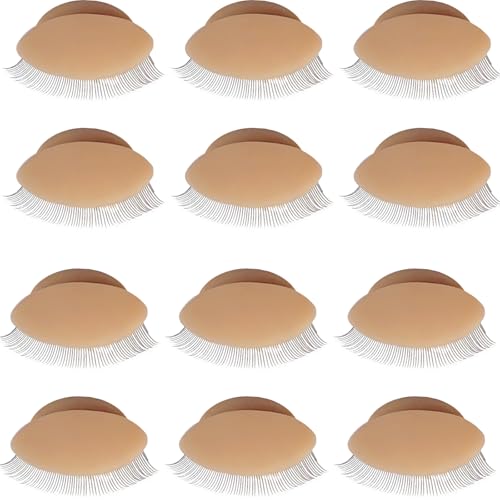12PCS Silicone Eyelids with Eyelashes for Mannequin Head Training