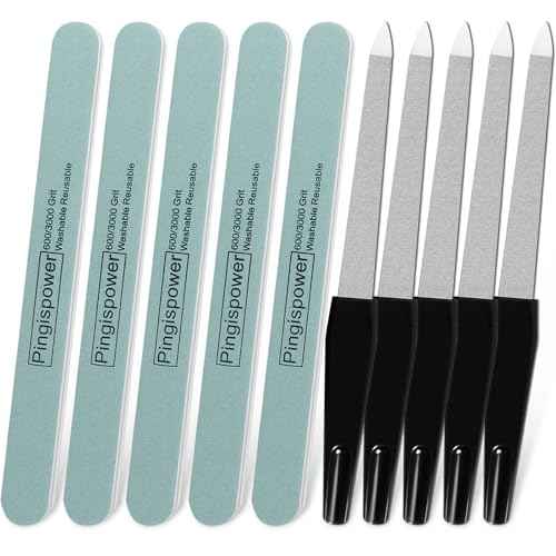 Nail File, 10PCS Professional Reusable Nail Files and Buffers 600/3000 Grit for Natural Nails, Double Sided & Washable Manicure Tools Kit for Women Home & Salon