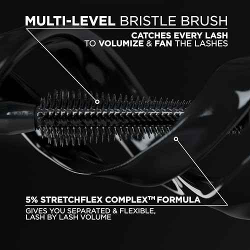 L'Oreal Paris Voluminous Panorama Mascara, Volumizing and Lengthening Mascara, Washable Longwear and Smudge Resistant Make Up, Blackest Black, 0.33 Fl Oz