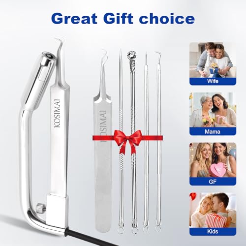 KOSIMAI Silver Blackhead Remover Tool with HD Camera & 30x Magnification