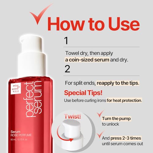 Mise En Scene Perfect Rose Perfume Serum 2.71 Fl Oz - Hair Nourishing & Heat Protectant with Argan Oil