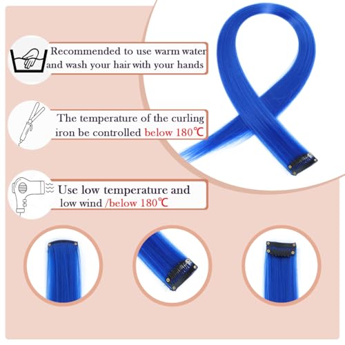 Crystal Blue Clip-In Hair Extensions 22 Inch - 12 Pcs