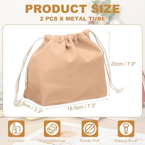uxcell 2-Pack Canvas Drawstring Makeup Bags - Travel Cosmetic Organizers