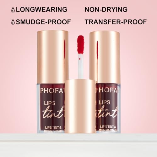 PHOFAY Lip Gloss Set, Liquid Lip Color Set - Lightweight, Long-Wearing & Non-Tacky, Transfer-Proof Formula with Vibrant Pigment (4 Pcs) (4 COLORS)