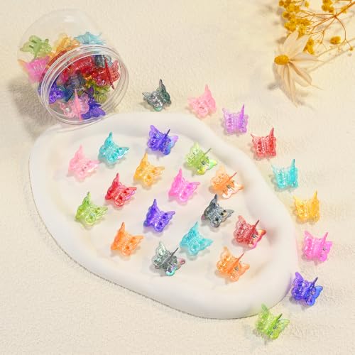 Rainbow Plating Mini Butterfly Hair Clips 50pcs Y2K 90s Hair Accessories