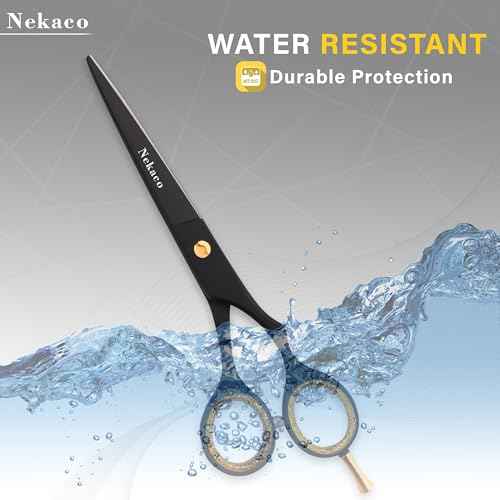 Professional 6.5 inches Hair Cutting Scissors, Premium Quality Stainless Steel Hair Scissors, Hair Shears with Adjustable Screw for Barber Salon & Home (Black, 6.5 inches)