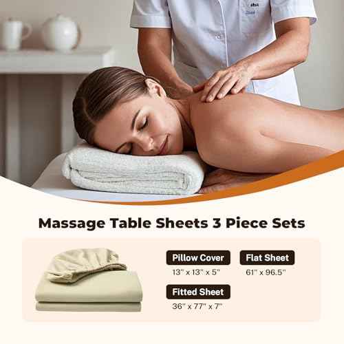 4 Sets Premium Microfiber Massage Table Sheets Set, 3 Piece Set Soft Massage Table Cover, Ultra-Light Massage Sheets Sets Include Flat Sheet, Fitted Sheet, and Fitted Face Rest Cover, Beige