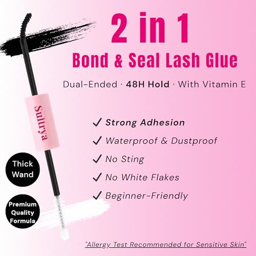 Individual False Eyelashes, 10 Pairs, Natural Black 100pcs with Glue and Tweezers (SnowLotus S08 KIT)