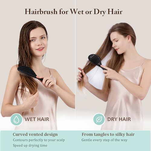 Elfirly Curved Vented Detangler Brush 2-Pack for Fine Hair